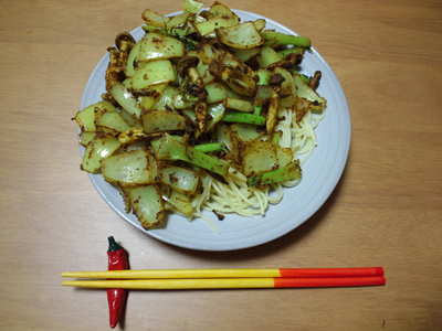 カレー野菜炒めパスタ