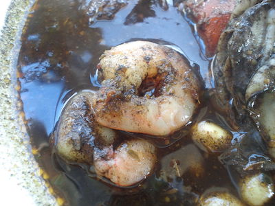牡蠣とエビの黒カレーバジル風味3